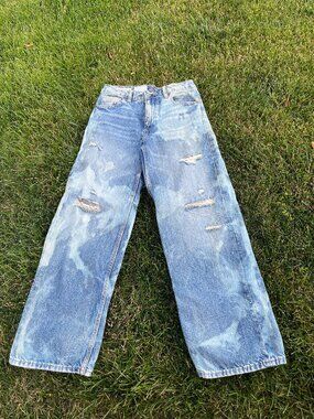 Child Youth Boy's 11-12 Random Bleach Dye Denim Jeans